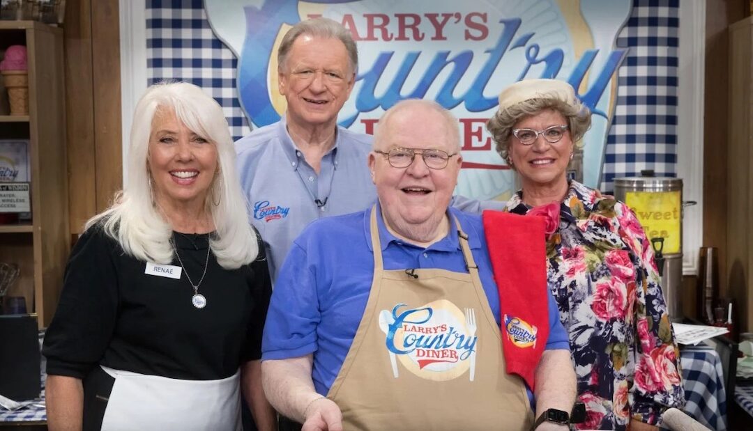 cast photo of Renae, Keith, Larry and Nadine on the set of Larry's Country Diner