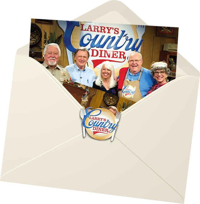 Post Card of cast of Larry's Country Diner inside an envelope